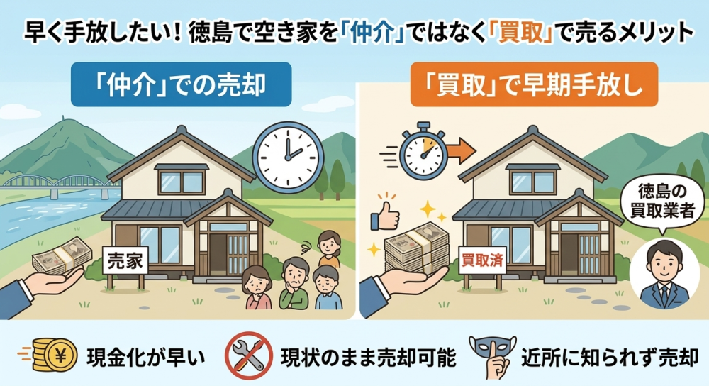 早く手放したい！徳島で空き家を「仲介」ではなく「買取」で売るメリット