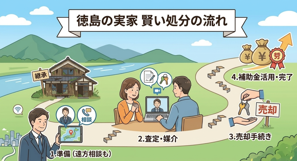 徳島市の実家を処分する手順と売却のコツ！遠方からの対応や補助金も解説